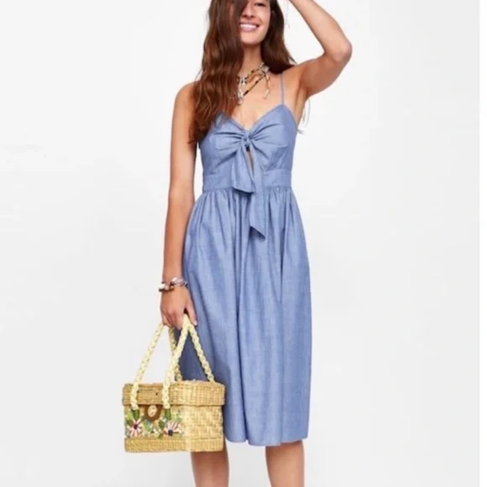 Zara Strappy Midi Dress Bow with Cutout